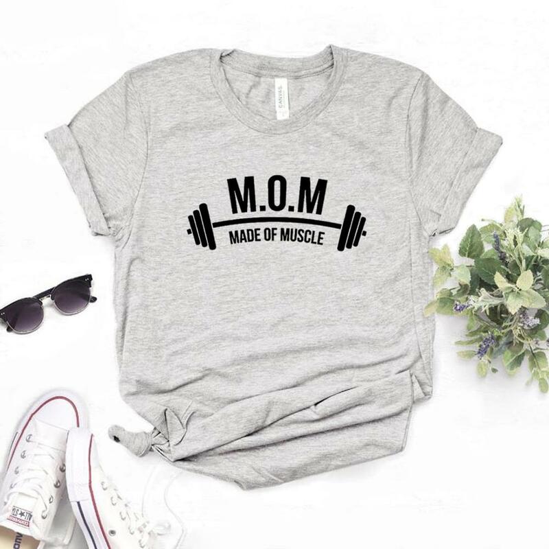 Made of Muscle MOM Gym Print Women Tshirts Casual Funny t Shirt For Lady  Yong Girl Top Tee 6 Color Drop Ship NA-931