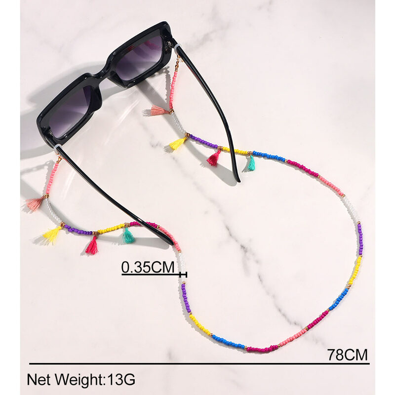 Rantai Kacamata Manik-manik Berjumbai Mode untuk Wanita Kacamata Manik-manik Warna-warni Kacamata Hitam Tali Leher Tali Rantai Tali Perhiasan Hadiah Baru