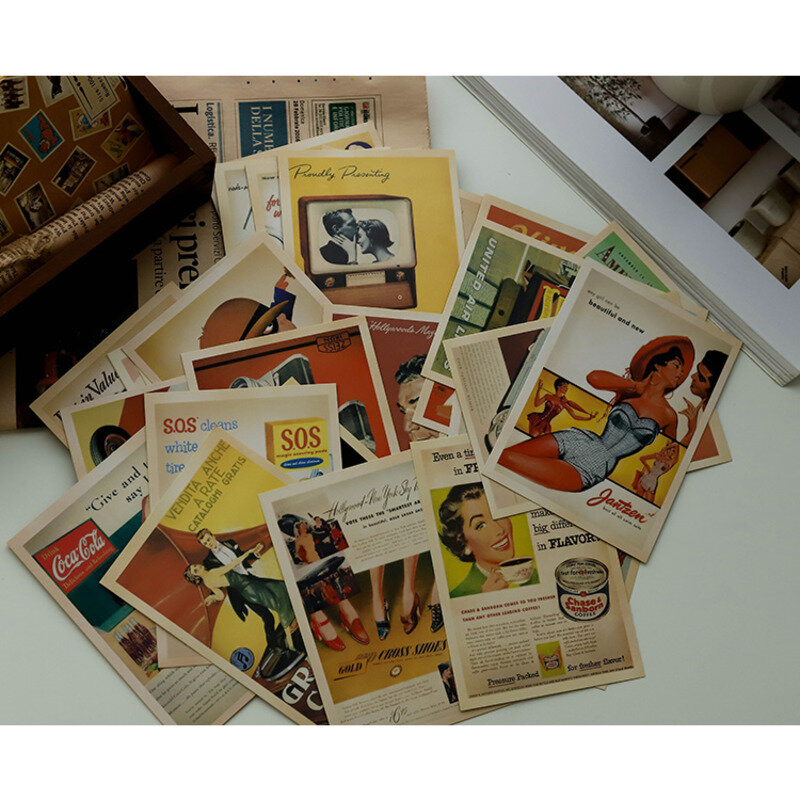 Retro foto antiga cartão postal, Álbum Dairy clássico, Decoração da parede Cartaz, Vintage Collectible Cartão, Papelaria Presente, 32pcs