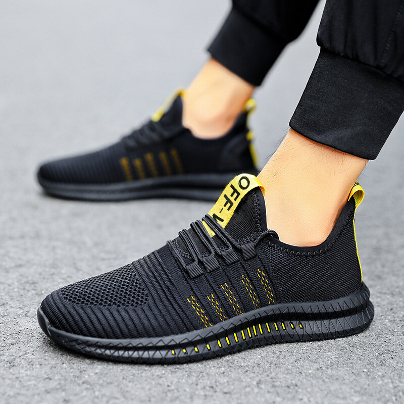 New Black Breathable Runner Sports Sneakers Men's Leisure Breathable Mesh Outdoor Fitness Running Sport Non-slip Sneakers Shoes