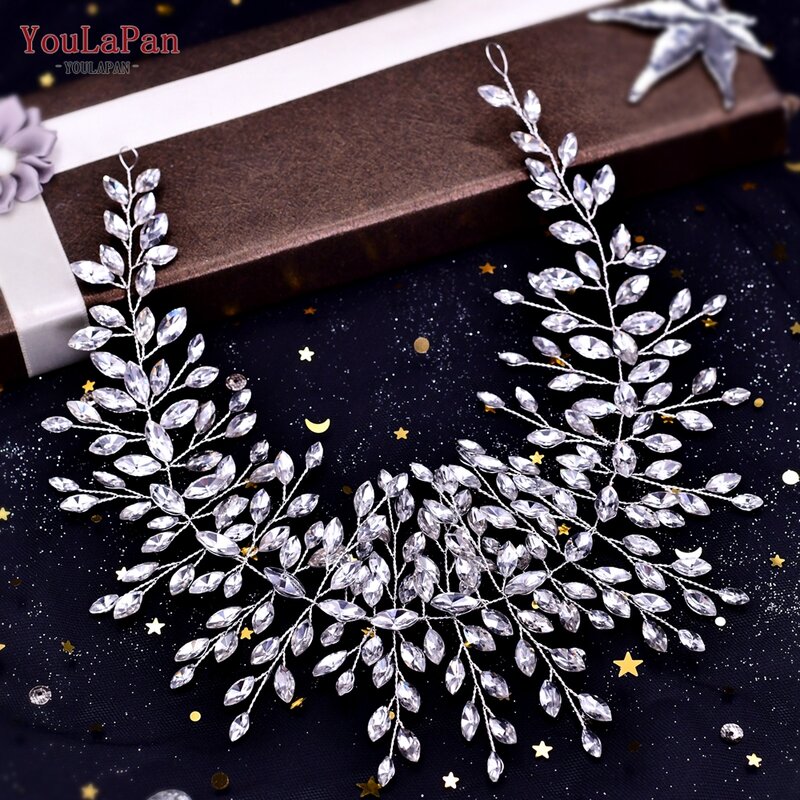 YouLaPan-Diadema de boda hecha a mano con diamantes de imitación, diadema de boda, joyería para el cabello de boda, HP237