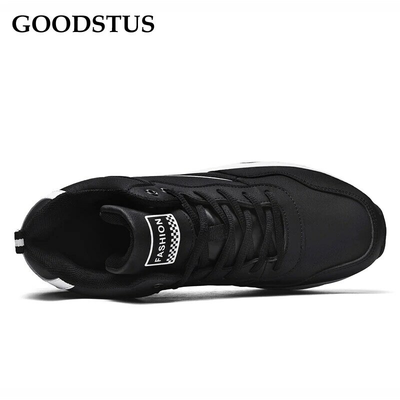 GOODSTUS Men Pu Sneaker Breathbale Thick Soft Sole Comfortable Large Size 35-48 Lightweight Couple Shoes Outdoor Running Shoes
