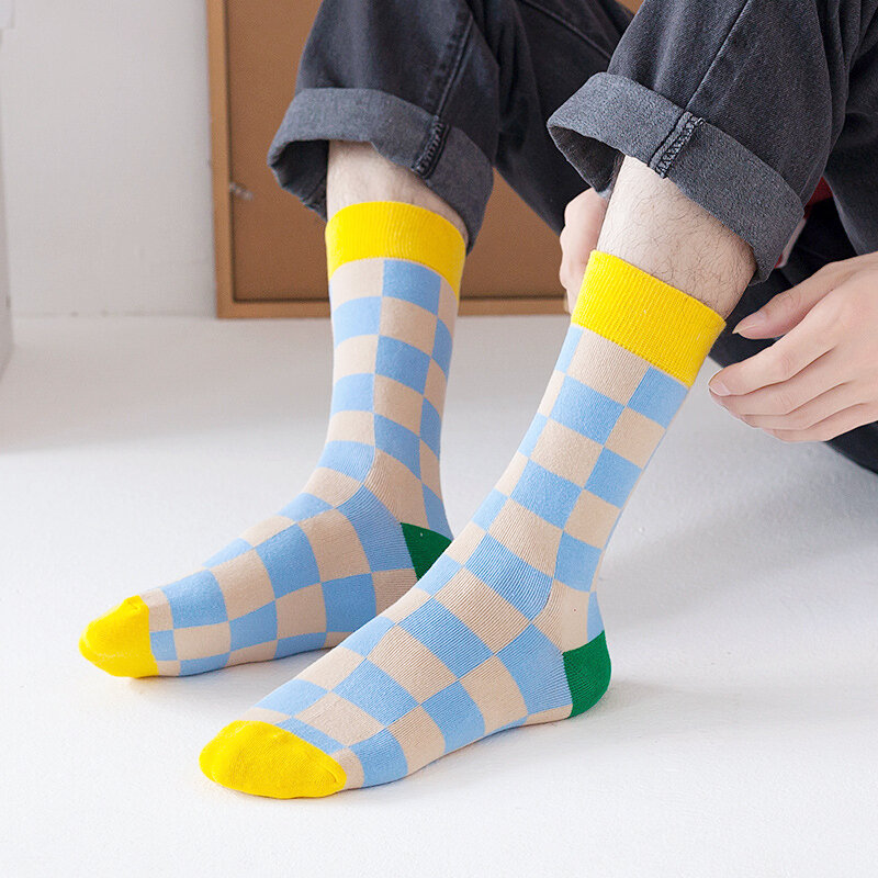 Heißer Verkauf Gekämmte Baumwolle Mode Hip Hop Männer frauen Socken Dot Platz Diamant Harajuku Skateboard Glücklich Socken Lustige Sokken