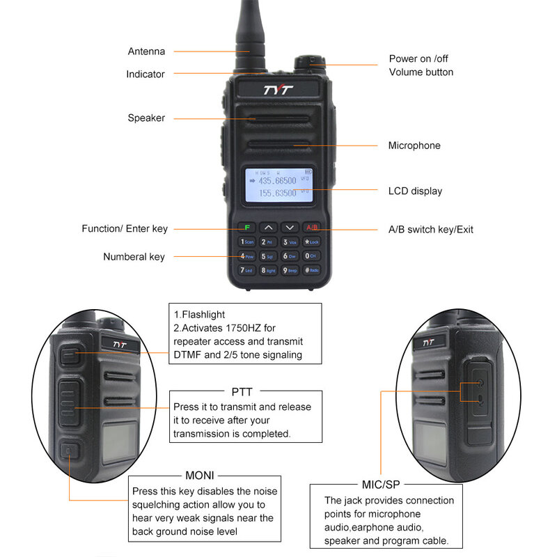 TYT TH-UV88 5W VHF/UHF 1400mAh Portable Two Way Radio, Long Range Rechargeable Walkie Talkie Shipment from Polish warehouse