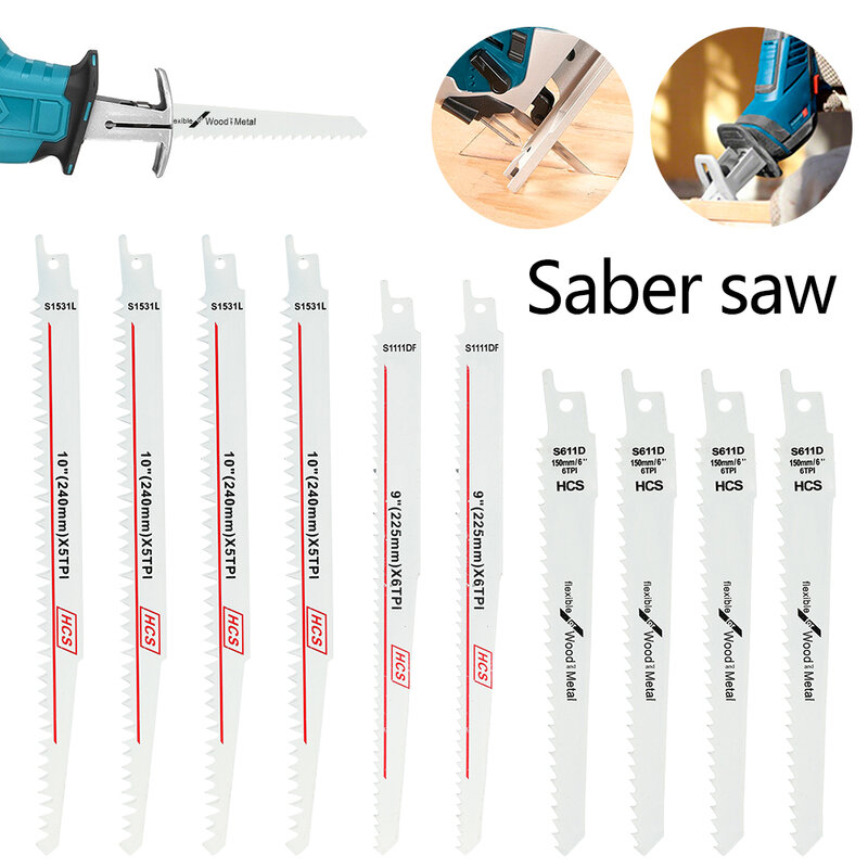10Pcs Saber Saw Blades Reciprocating Saw Blade Hand Saw Saber for Wood Metal Cutting Dics Power Tools Accessories