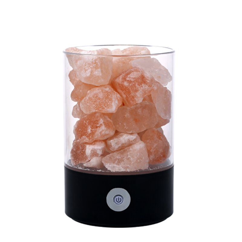 Ночсветильник с кристальной солью из гималайских кристаллов, светодиодный ночсветильник с функцией очистки воздуха, перезаряжаемая креативная прикроватная лампа, USB