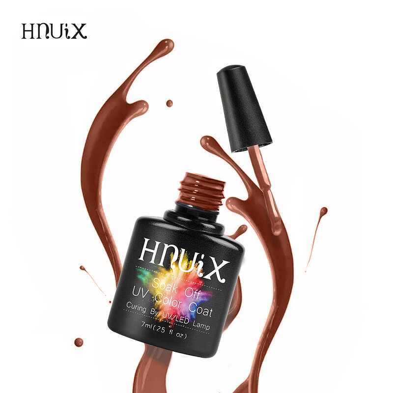HNUIX 7ml Top Coat smalto per unghie UV opaco caffè colore marrone smalto per unghie serie solubile Gel per Manicure con vernice per unghie al cioccolato