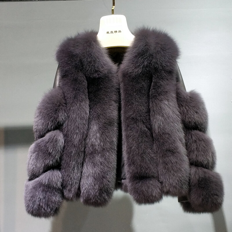 Harppihop-진품 여우털 조끼 두꺼운 코트 여성용, 신제품, 고품질, 겨울