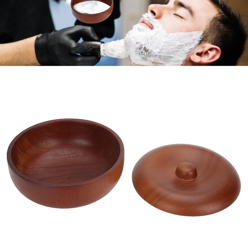Tazón de madera para brocha de afeitar, taza de crema de jabón de afeitar, tazón de afeitar profesional, herramienta de barbero