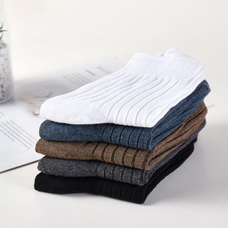 Calcetines de algodón para hombre, medias suaves de Color sólido, precio a granel, con barra Vertical, a rayas