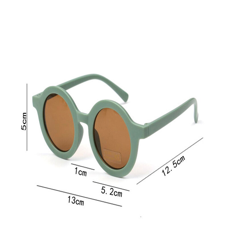 Óculos de sol infantil retrô cor sólida, óculos redondos à prova de ultravioleta conveniência para crianças atacado