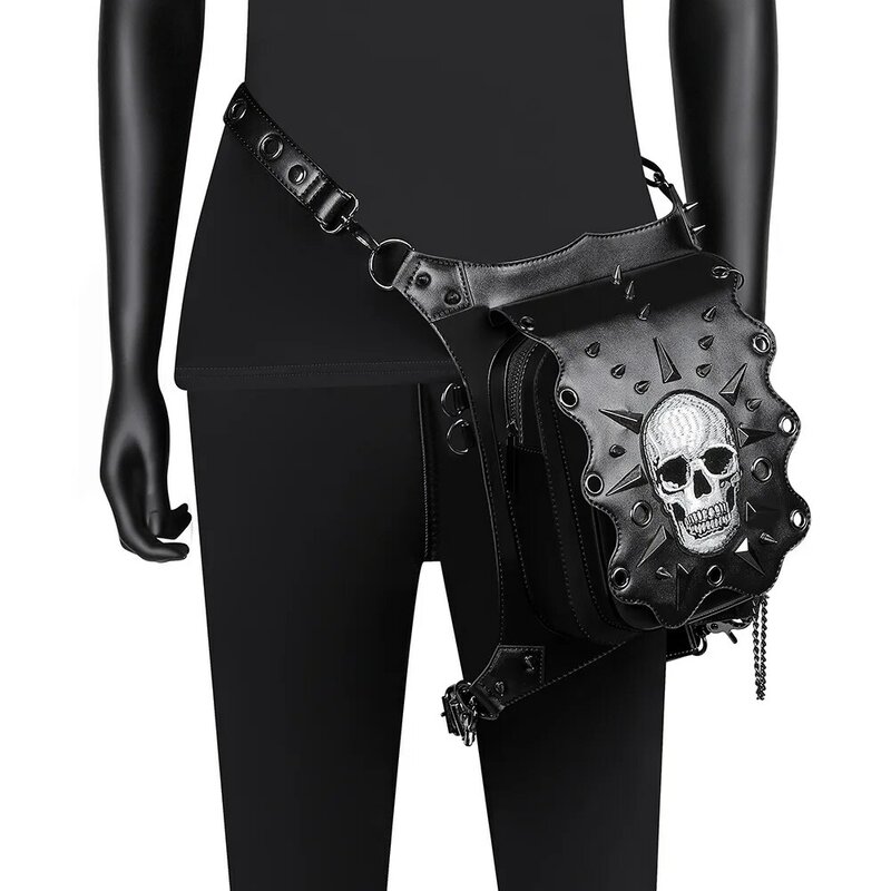 หญิงฮาโลวีนยุโรปและอเมริกา Punk Skull กระเป๋า Messenger ผู้หญิงกลางแจ้ง Multi-Function กระเป๋ารถจักรยานยนต์