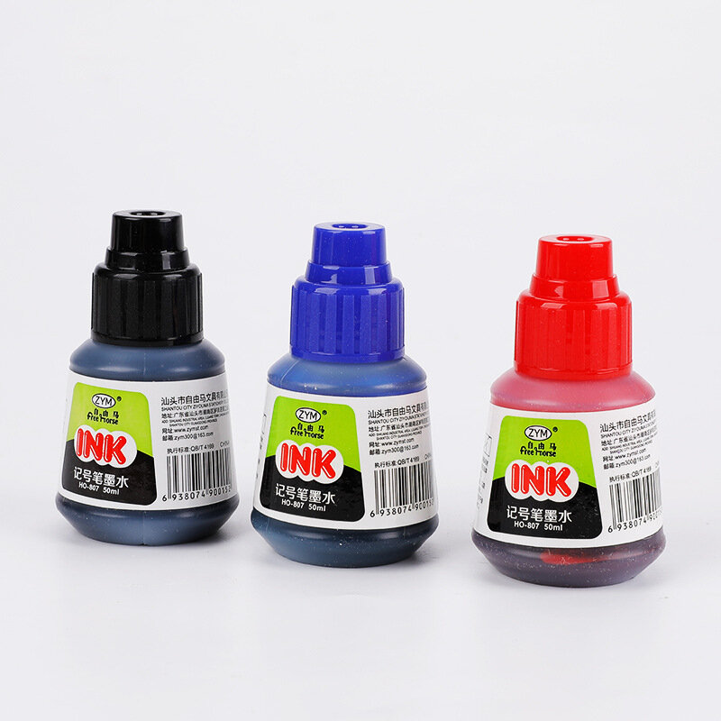 Rotulador de aceite permanente de secado instantáneo, 50ml, negro, azul, rojo, recarga de tinta para rotuladores