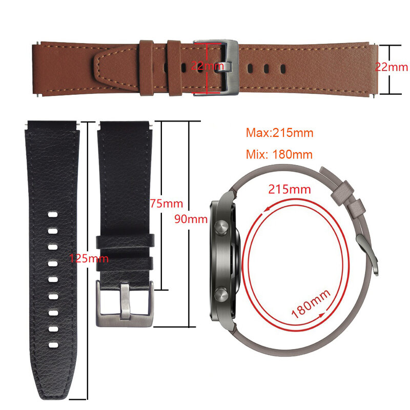 22มม.นาฬิกาสายคล้องคอเข็มขัดสำหรับ Huawei GT2 Pro Sport สมาร์ทนาฬิกาสายรัดข้อมือสร้อยข้อมือ