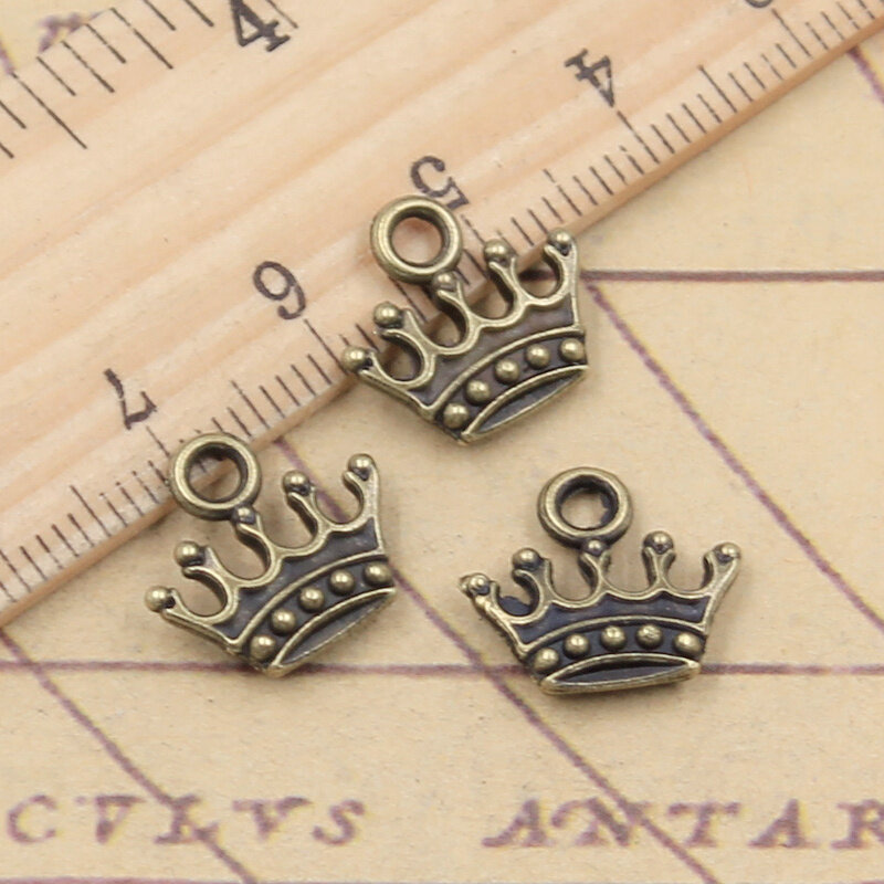 20pcs Charms Crown 13x14mm Tibetan Bronze Silver Color Pendants Antique Jewelry Making DIY Handmade Craft