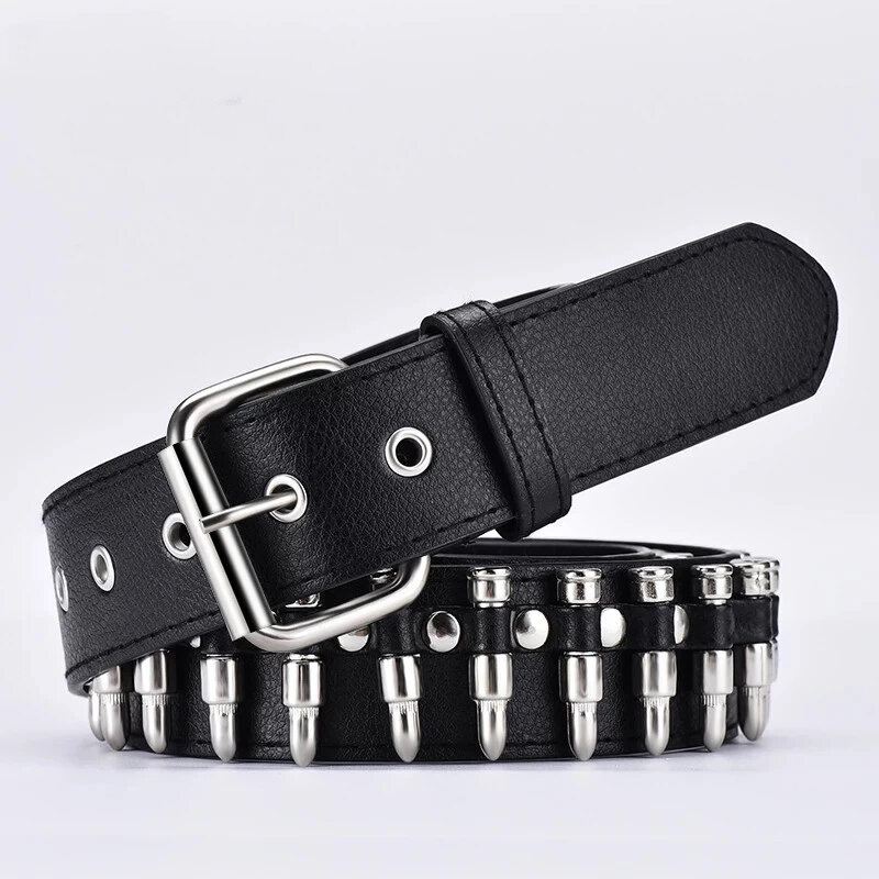 New fashion ladies leather punk belt hollow rivet luxury brand belt personality rock wild regolabile young trend belt2023New