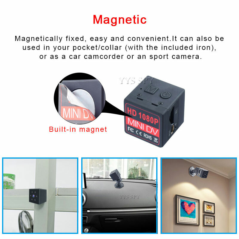 Minicámara magnética con Sensor de movimiento, videocámara con visión nocturna IR, Full HD, vídeo, Audio, microcámara, 1080P, Gizli, Oculta