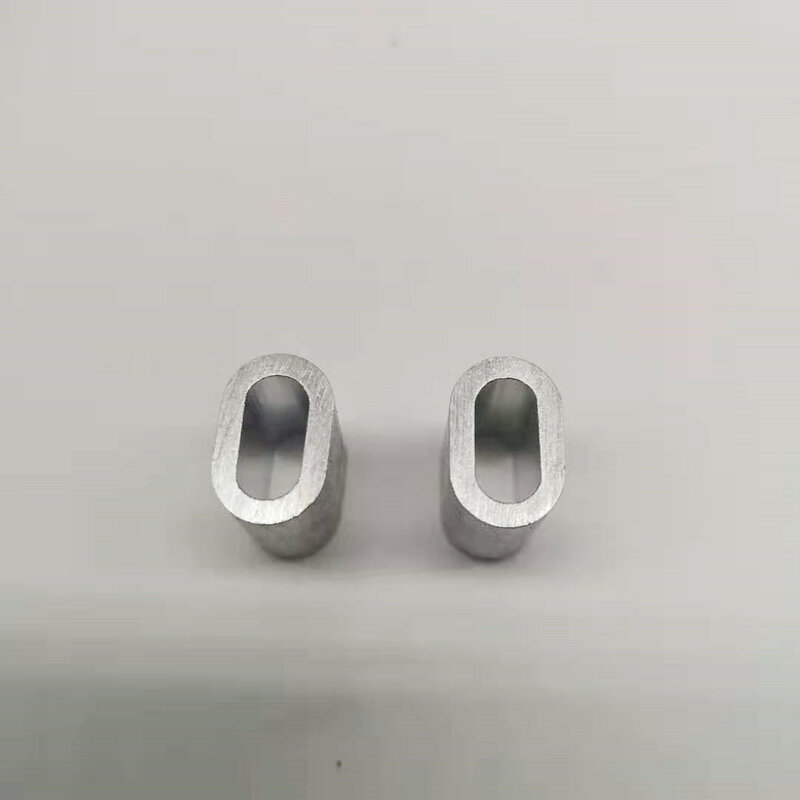 150 Uds. De manguitos de aluminio de 2mm de diámetro, orificio único ovalado para prensar cuerda de alambre