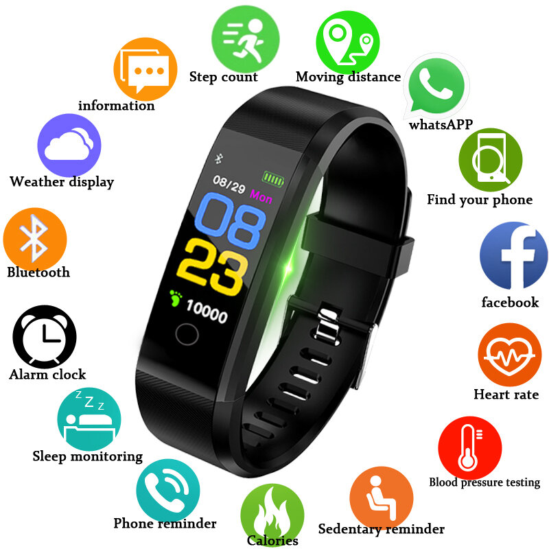 2019 New Smart Watch Men Women Heart Rate Monitor Blood Pressure Fitness Tracker Smartwatch Sport Watch for ios android+BOX