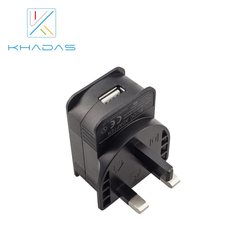 Khadas 5v2a ue/eua/reino unido tipo adaptador com certificação fcc do ce para todos os vims