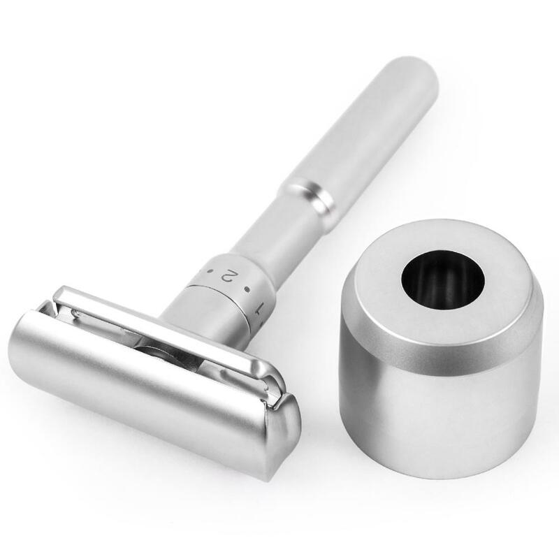 QSHAVE Rasiermesser Solo Stand/Basis Gebürstet Aluminium Legierung Einstellbare Sicherheits Rasiermesser Stand (Razor nicht Enthalten)