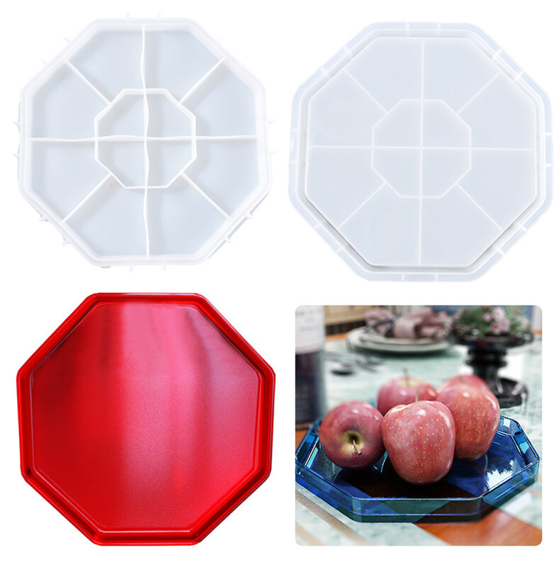 Molde de silicone bandeja armazenamento octogonal decoração da família prato fluido artista fazendo resina epóxi moldes arte suprimentos casa acessório