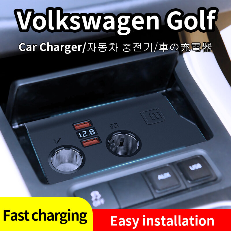 Para volkswagen golf6 mk6 eos e jetta golf7 5 isqueiro modificado carregador de carro carga rápida 4.0 qc4.0 qc3.0 para celular