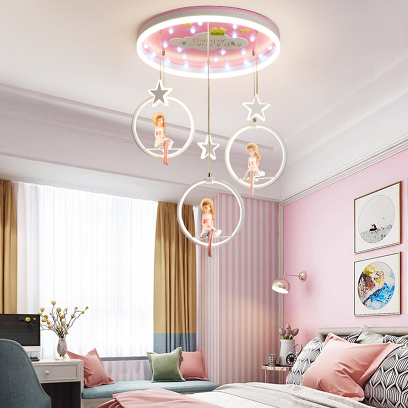 Luces led de decoración de dormitorio de niña nórdica para habitación, candelabro de iluminación interior, lámparas de techo para decoración de sala de estar