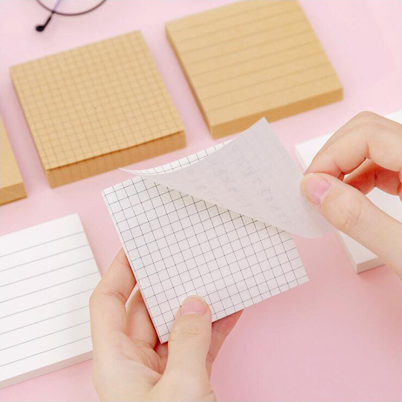 Bloco de notas de papelaria de escritório em branco horizontal grade almofadas de memorando simples scrapbook adesivo material escolar post pegajoso