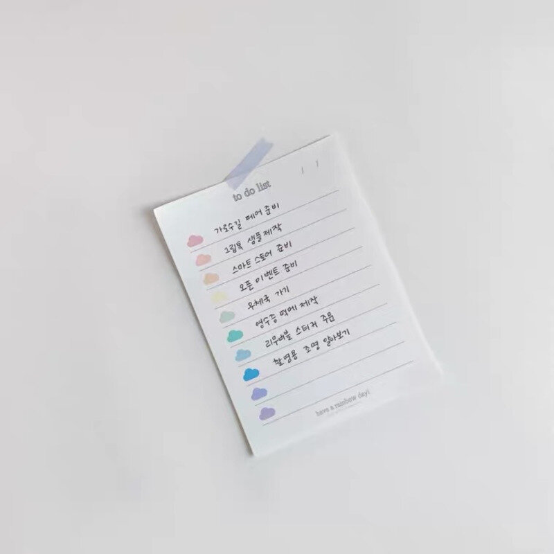 Coreano Ins Bonito Nuvens Coloridas Para Fazer Lista para Estudantes, Long Style Note Paper, Memo Pad, Artigos de papelaria Escolar, 50 Sheets Planner