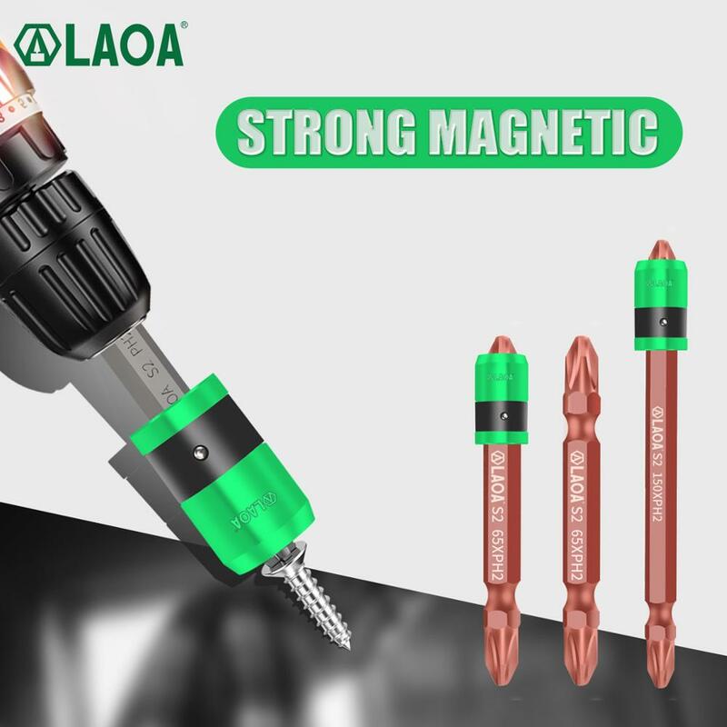 LAOA S2 1/4 "스크루 드라이버 비트, 마그네틱 링 6.35mm 전기 스크루 드라이버 비트 및 자기 링