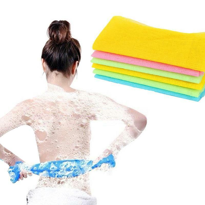Sarung tangan mandi Shower nilon 1/2Pcs, kain penggosok Eksfoliasi handuk bersih badan mandi gelembung sisi ganda
