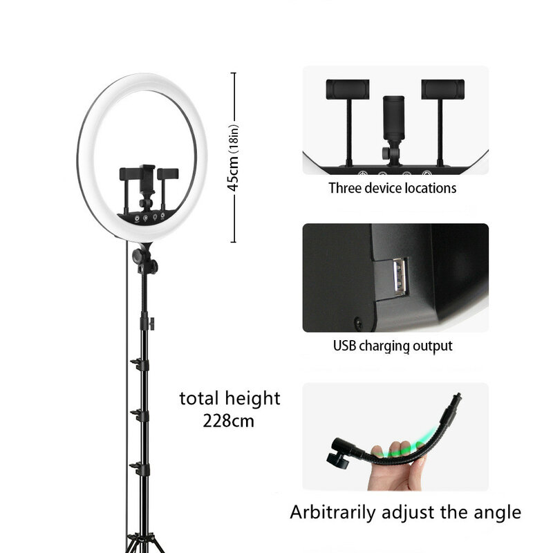 Mobile Phone Live Ring Fill Light High Quality Tripod Fixed Camera Ring Light Folding Portable Camera Floor Stand
