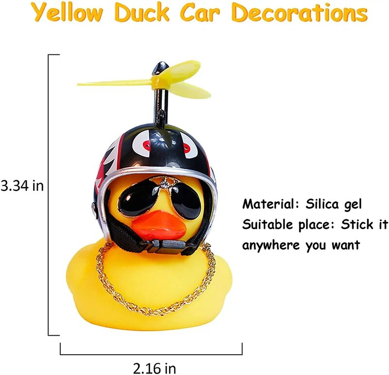 Резиновая утка, игрушечные украшения для автомобиля, желтая утка, украшения для приборной панели автомобиля, крутая утка для очков с пропеллером, шлем