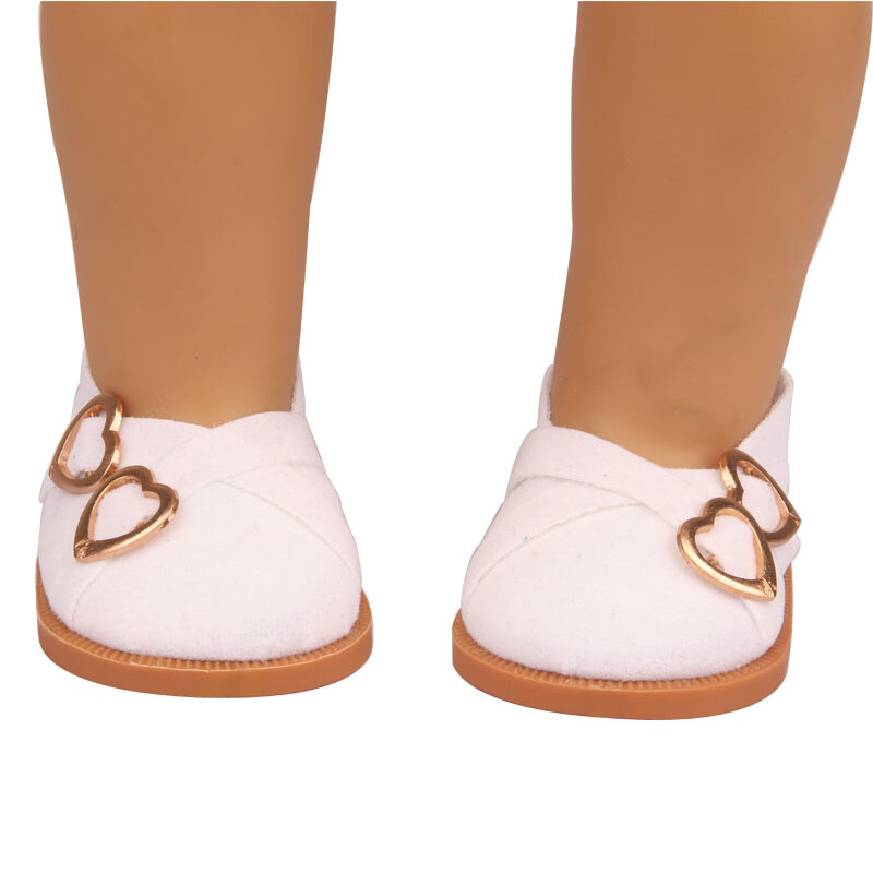 Zapatos de cuero de 7 cm para muñeca americana de 18 pulgadas, zapatos Villus de doble Corazón, botas para bebé de 43 cm, muñeca BJD Girl 1/3