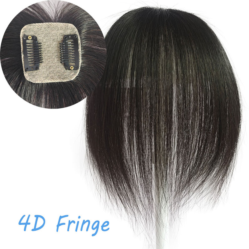 Flequillo de cabello humano virgen europeo para mujer, parte superior del cuero cabelludo, Topper de cabello con flecos 4D, flequillo de corte, Base de piel de seda, tupé, 5x5 CM, 20 CM