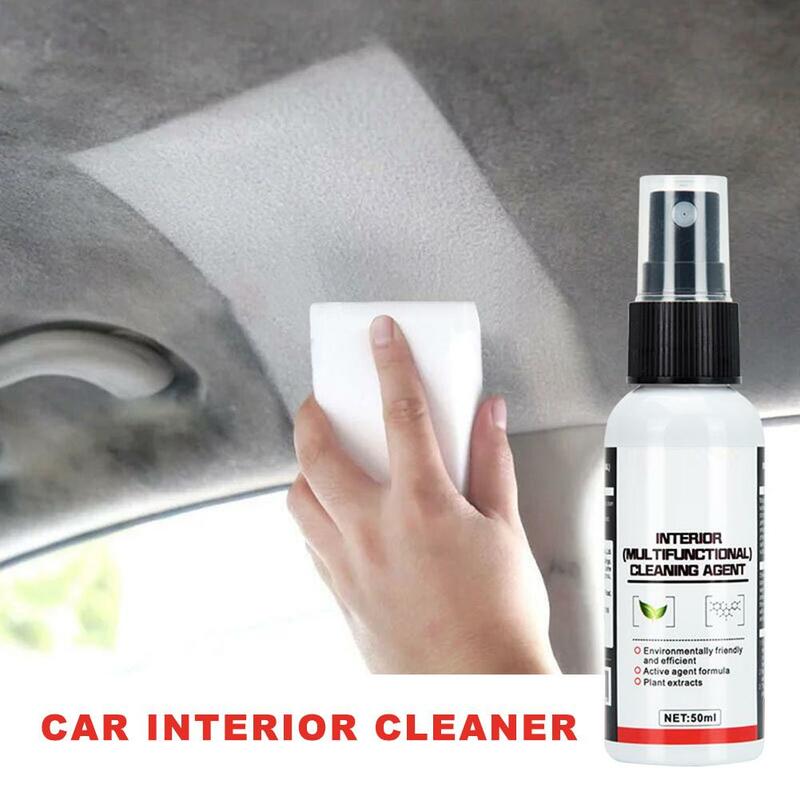 50ML น้ำยาทำความสะอาดภายในรถยนต์ Auto หลังคาแผงหนังทำความสะอาดทำความสะอาดพื้นผิวหนังอุปกรณ์เสริมรถยนต์