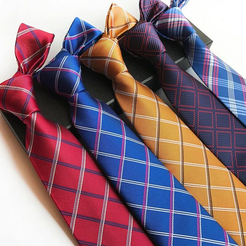 Brytyjski styl wzór w kratę 8CM krawaty materiał poliestrowy najlepszy prezent dla mężczyzn do pracy