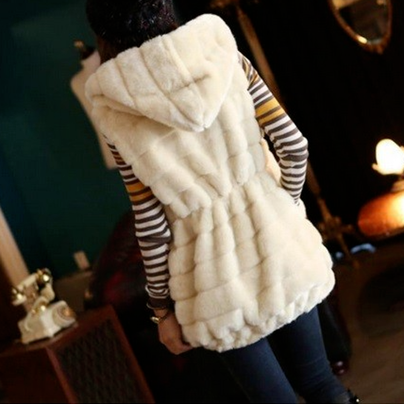 Elegante 2023 Oversized Hooded Faux Bontjas Gilet Vrouwen Winter Herfst Mouwloze Fur Jacket Witte Slanke Lange Jas Fourrure Femme
