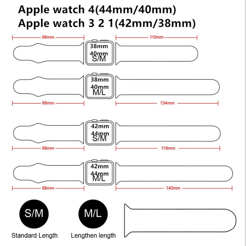 Correia de smart watch de silicone, correia de silicone esportiva para Apple Watch band 38mm 42 mm, iWatch 4 band 44mm 40 mm, pulseira macia, Apple watch 5 4 3 2, acessórios