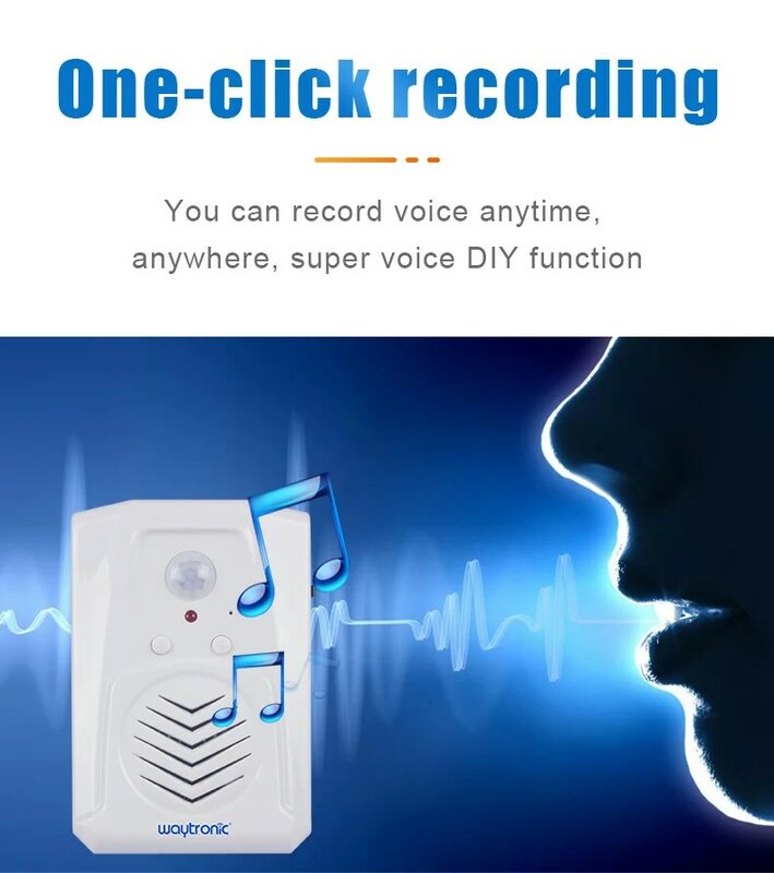 مشغل صوت تنشيط حركة Waytronic-قابل للتسجيل ، ميكروفون مدمج-معيشة مستقلة ، إعلان نقطة البيع