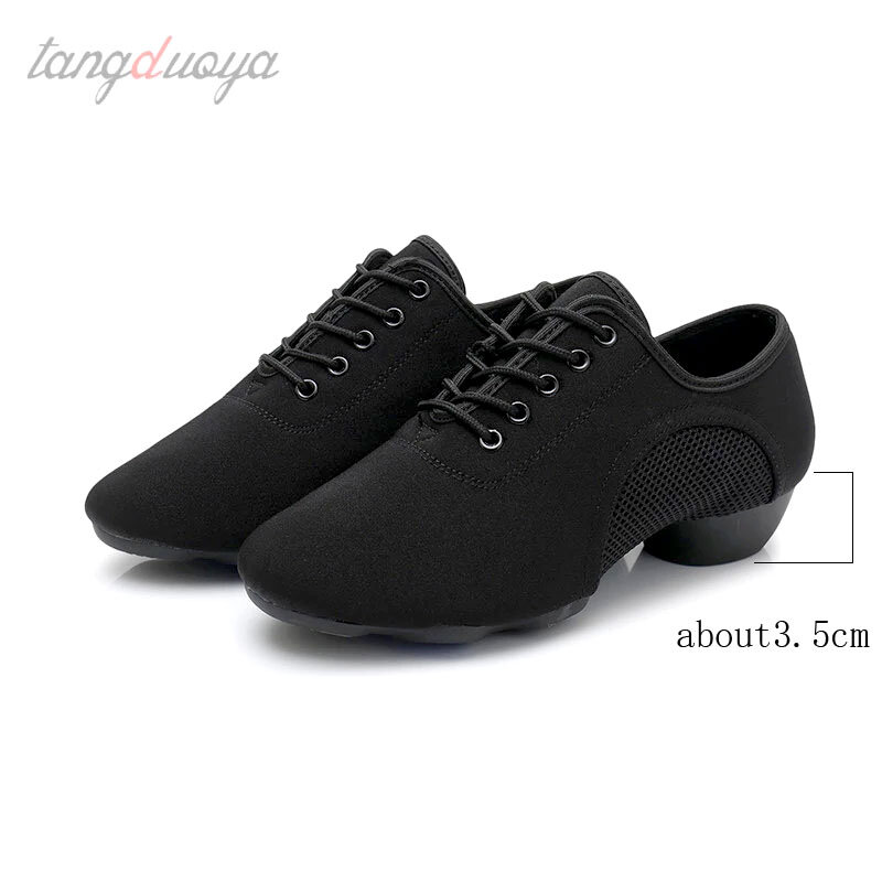 Black Professional Salsa Dance Shoes Men Women Standard Ballroom Tango Latin Teacher Dance Shoes Canvas Jazz Sneakers