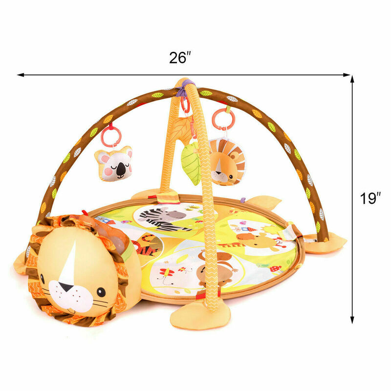 3 in 1 Cartoon Lion Baby Infant Aktivität Fitnessraum Spielen Matte w Hängen Spielzeug Ozean Ball BB4892