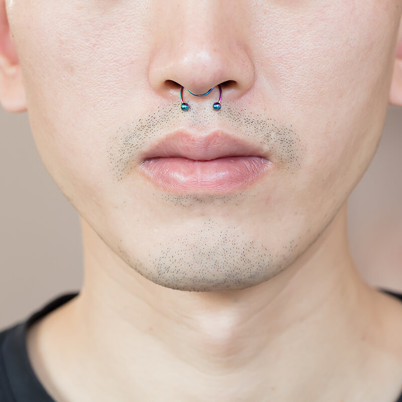 Faux Piercing de nez, 1 à 5 pièces, anneau de Septum en acier chirurgical coloré, faux Piercing de nez, bijoux 20G