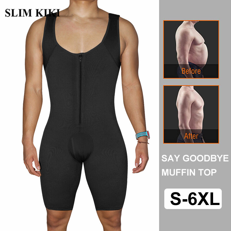 Men's Shapewear Bodysuit Full Body Shaper Compression Slimming Underwear Breathable Corset Fitness Butt Lifter Hide Man Boobs