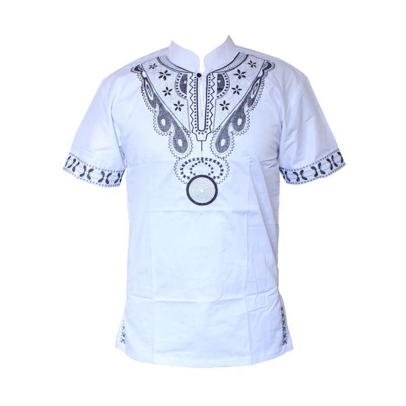 Dashiki ロパ hombre kurta 男性イスラム教徒 tシャツアフリカオートクチュールトライバル刺繍アンカラ Tシャツ рубашка мужская рубашка мужская
