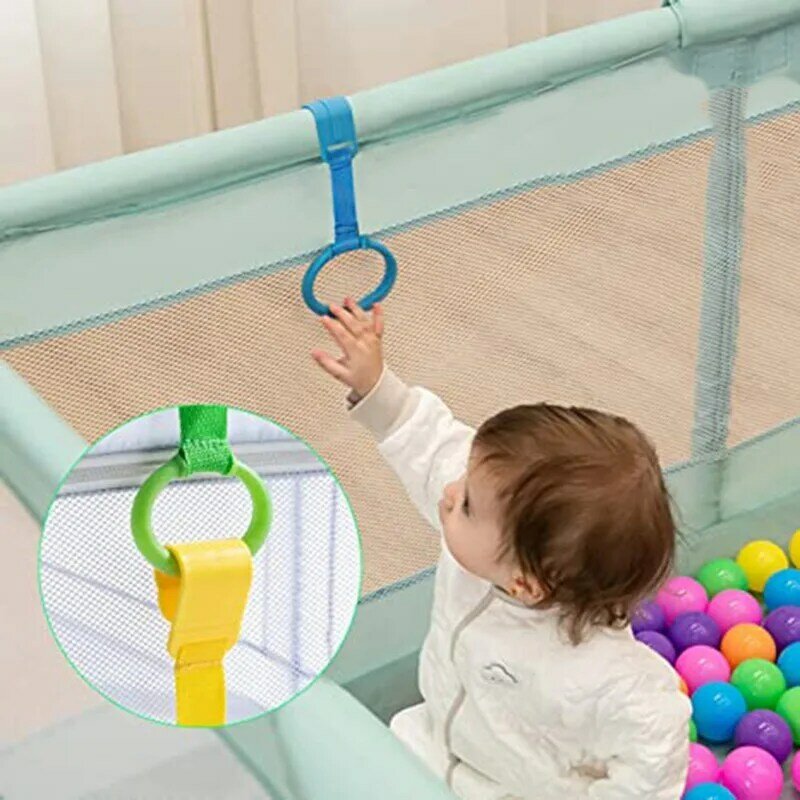 ใหม่4ชิ้น/ล็อตดึงแหวนสำหรับ Playpen เปลเด็กตะขอทั่วไปเด็กของเล่นจี้เตียง Hooks แขวนแหวนช่วยเด็กยืน