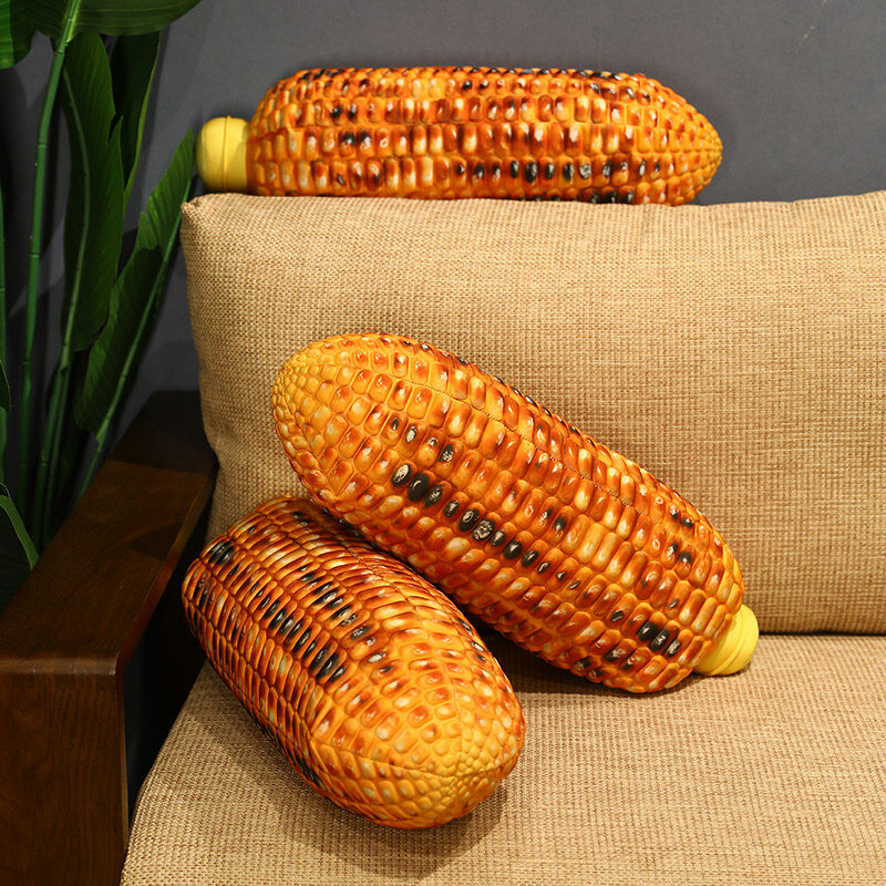 Almohada de maíz tostado de simulación 3d, cojín de planta de maíz de dibujos animados, decoración de habitación, regalo de cumpleaños para niños, 60cm