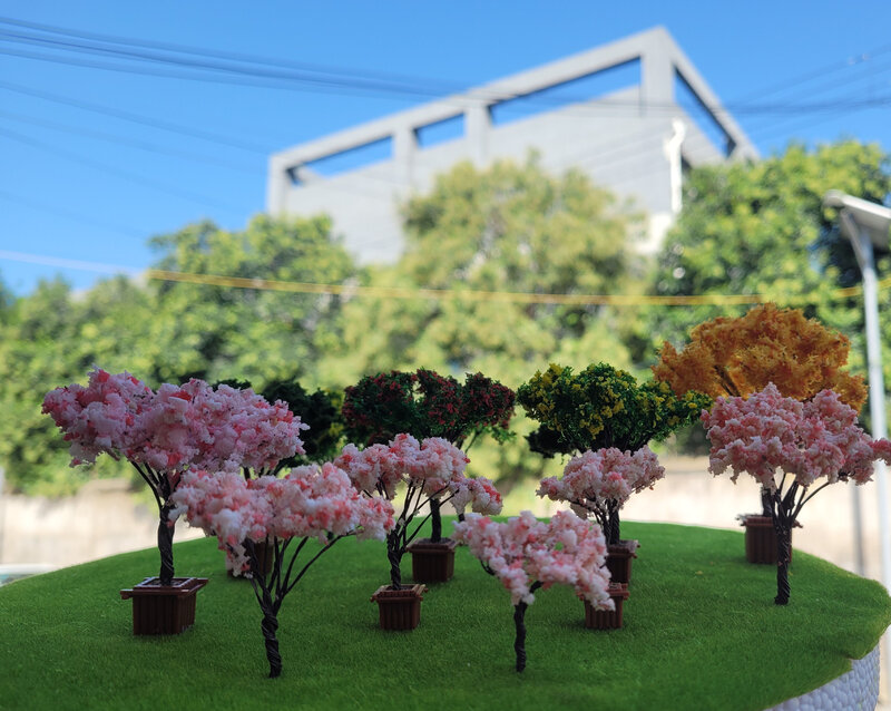 호 규모 꽃 나무 모델 마당 나무 미니어처 풍경 영화 애니메이션 장면 재료 사진 Diy 모래 테이블 레이아웃, 2 피스