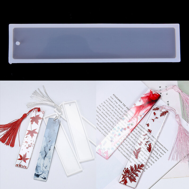Molde rectangular de silicona transparente para manualidades, marcapáginas, fabricación de moldes de resina epoxi, joyería